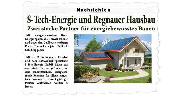 S-TECH ENERGIE und Regenauer Hausbau